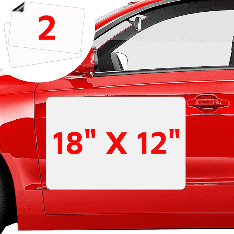 AzReference 2 Pack Blank Car Magnets, 18" x 12" Car Door Magnets Signs, Rounded Corners Magnetic Vehicle Sign for Car to Advertise Business and Cover Company Logo, Prevent Car Scratches & Dents - Image 1